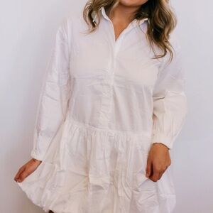 Mustard Seed White Button Down Dress